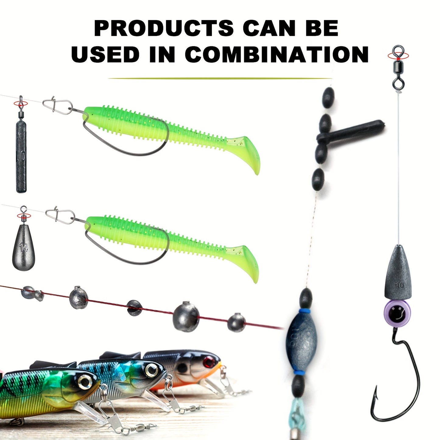 306pcs Ultimate Fishing Gear Kit - Fishing Lure Accessories Including Hooks, Sinkers, Rubber Bobber, Jigs, Beads, Swivels, Snaps, Tackle Box