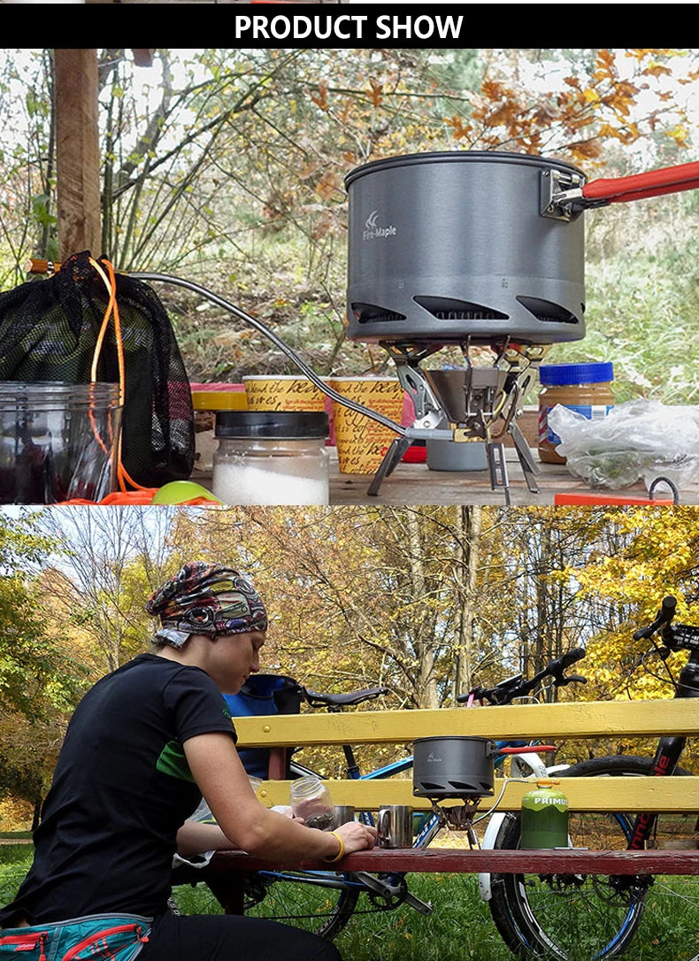 Fire Maple Feast Series K2 1.5L Outdoor Portable Foldable Handle Heat Exchanger Pot Camping Kettle Picnic Cookware 338g FMC-K2