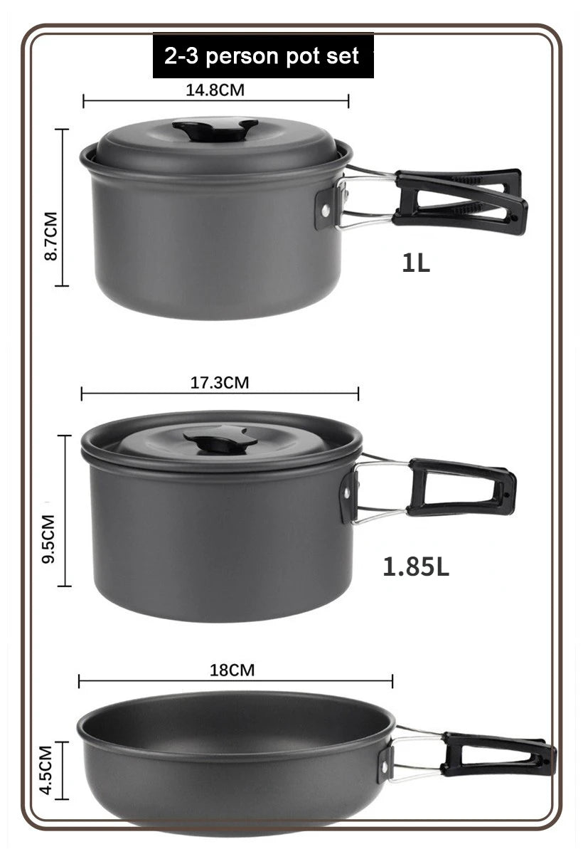 Camping Cookware Set for 1-7 Persons, Lightweight and Portable Pot and Pan with Carrying Bag, Perfect for Outdoor Camping