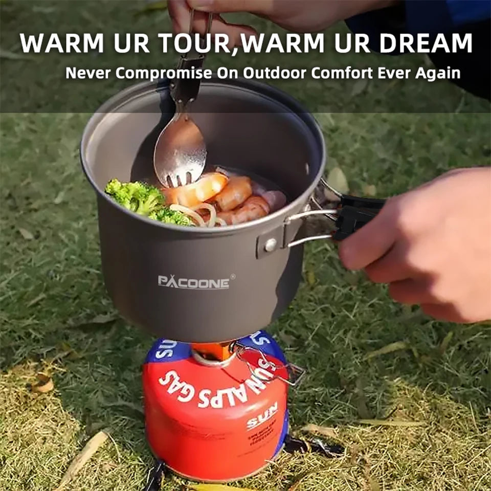 Camping Cookware Set Portable Cookware Kit Outdoor Pot Cooking Water Kettle Pan Set Tableware Hiking Picnic Equipment