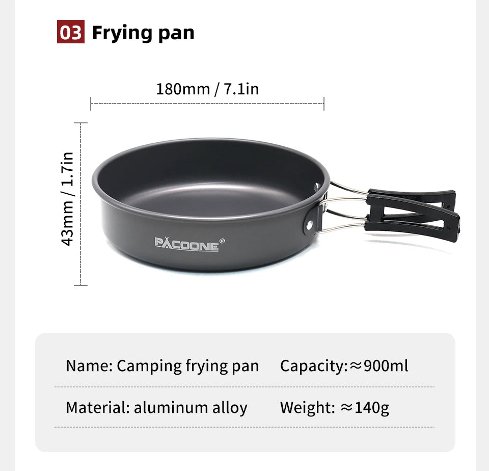 Camping Cookware Set Portable Cookware Kit Outdoor Pot Cooking Water Kettle Pan Set Tableware Hiking Picnic Equipment