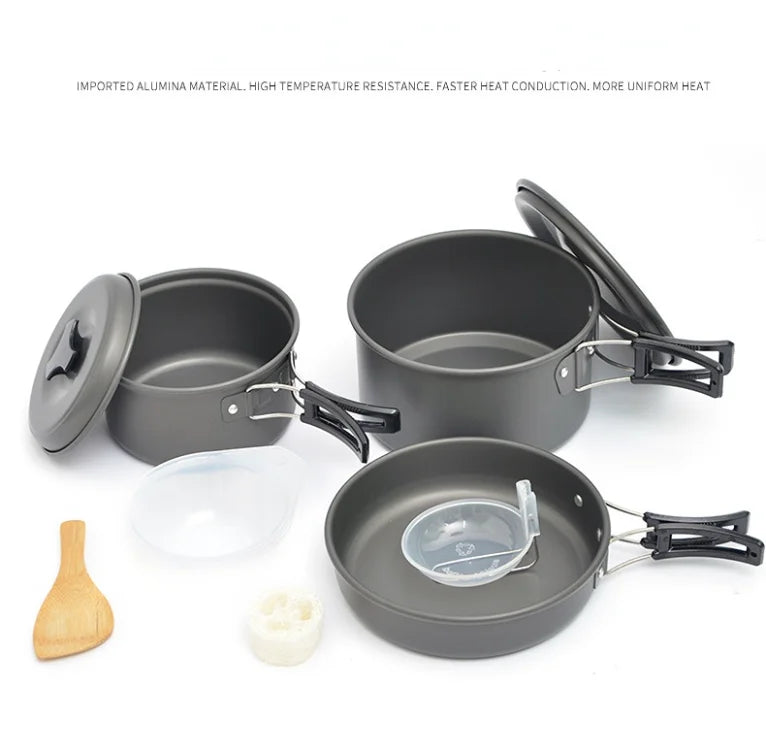 Camping Cookware Set for 1-7 Persons, Lightweight and Portable Pot and Pan with Carrying Bag, Perfect for Outdoor Camping