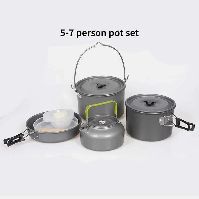 Camping Cookware Set for 1-7 Persons, Lightweight and Portable Pot and Pan with Carrying Bag, Perfect for Outdoor Camping